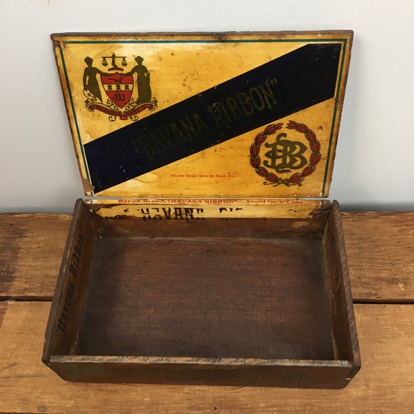 Havana Ribbon Londres Wooden Cigar Box Vintage - Picture 1 of 8